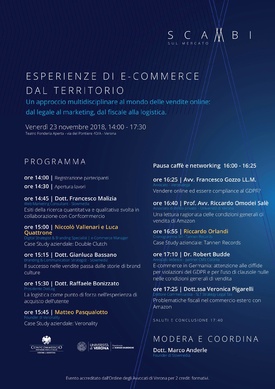 ORDINE DEGLI AVVOCATI DI VERONA ESPERIENZE DI E-COMMERCE DAL TERRITORIO - Venerdì 23 Novembre 2018 ore 14.00/17.30