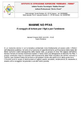 MAMME NO PFAS  Il coraggio di lottare per i figli e per l’ambiente - Martedì 3 marzo 2020, ore 8.55 – 10.45

Fonderia Aperta Teatro

